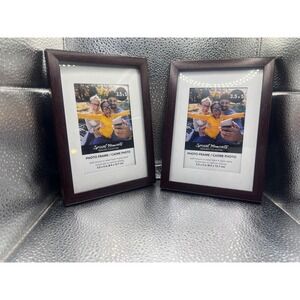 Set of 2 Special Moments 3.5x5 Wood Grain Photo Frames with White Mat Glass Pane